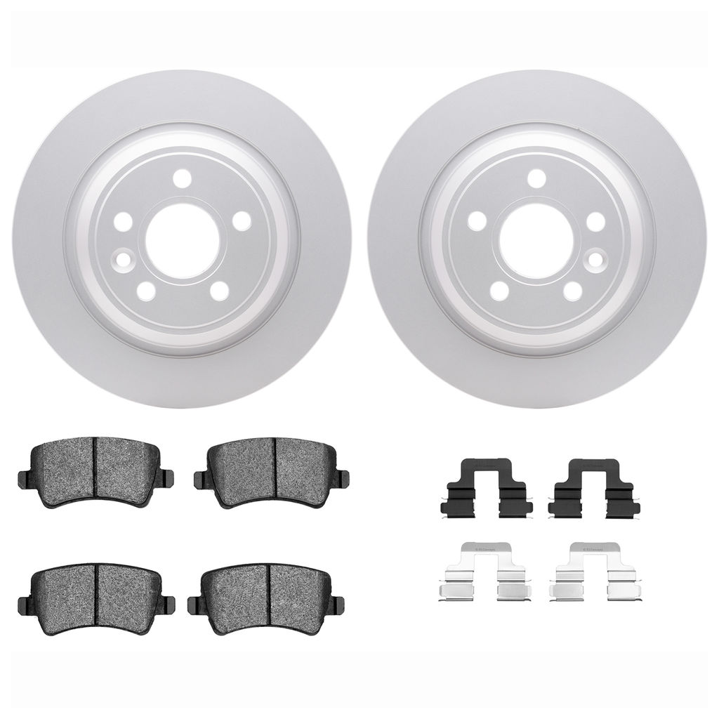 Dynamic Friction 4612-27019 - Brake Kit - Geostop Rotors and 5000 Euro Ceramic Brake Pads with Hardware