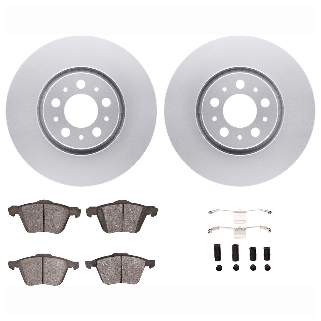 Dynamic Friction 4612-27023 - Brake Kit - Geostop Rotors and 5000 Euro Ceramic Brake Pads with Hardware