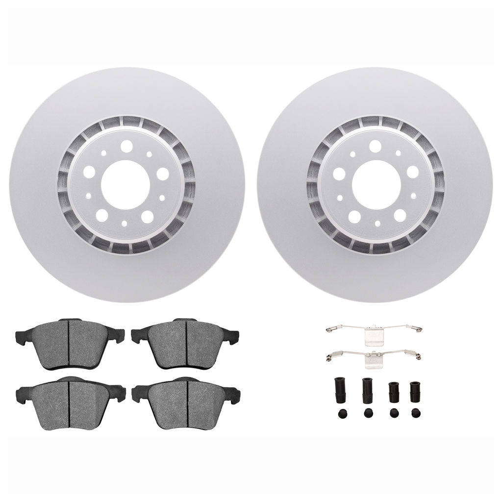 Dynamic Friction 4612-27025 - Brake Kit - Geostop Rotors and 5000 Euro Ceramic Brake Pads with Hardware