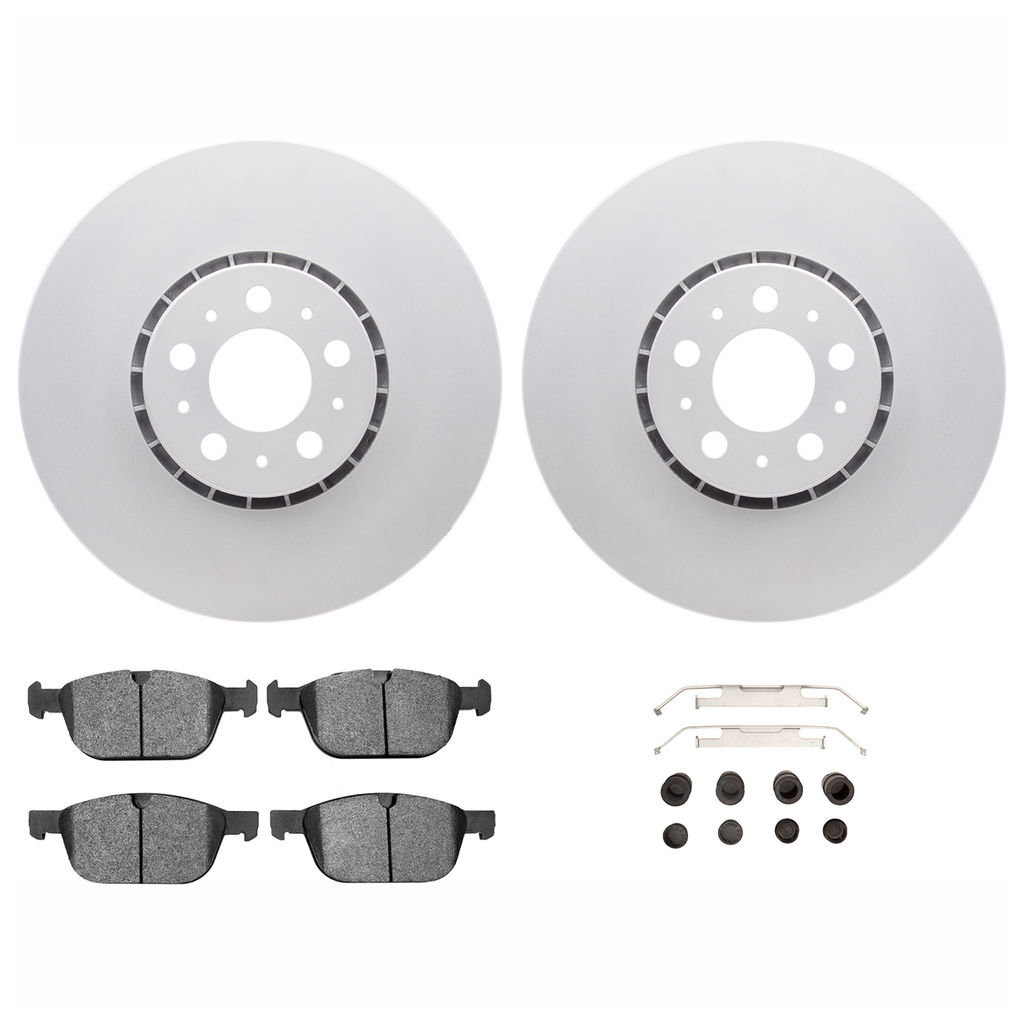 Dynamic Friction 4612-27031 - Brake Kit - Geostop Rotors and 5000 Euro Ceramic Brake Pads with Hardware