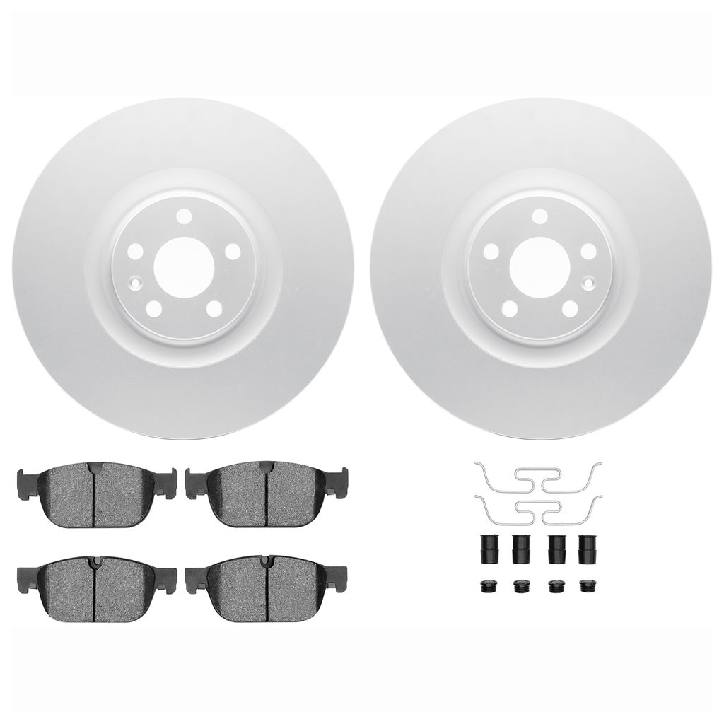 Dynamic Friction 4612-27034 - Brake Kit - Geostop Rotors and 5000 Euro Ceramic Brake Pads with Hardware