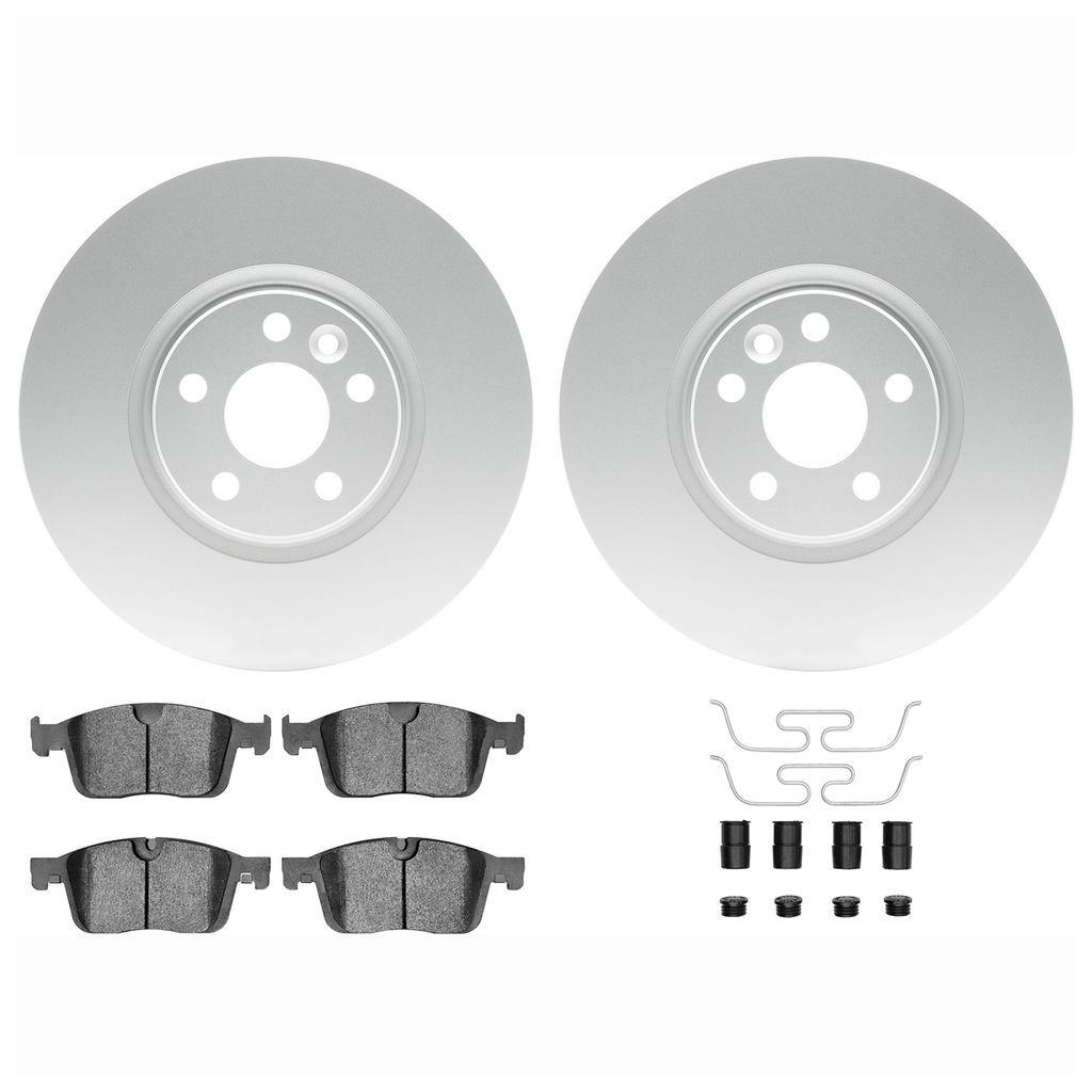 Dynamic Friction 4612-27036 - Brake Kit - Geostop Rotors and 5000 Euro Ceramic Brake Pads with Hardware