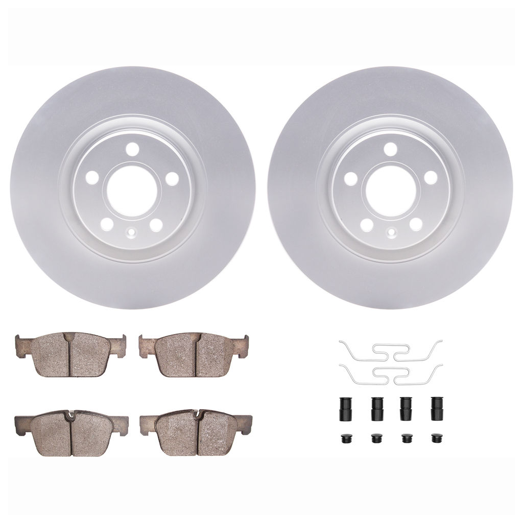 Dynamic Friction 4612-27038 - Brake Kit - Geostop Rotors and 5000 Euro Ceramic Brake Pads with Hardware