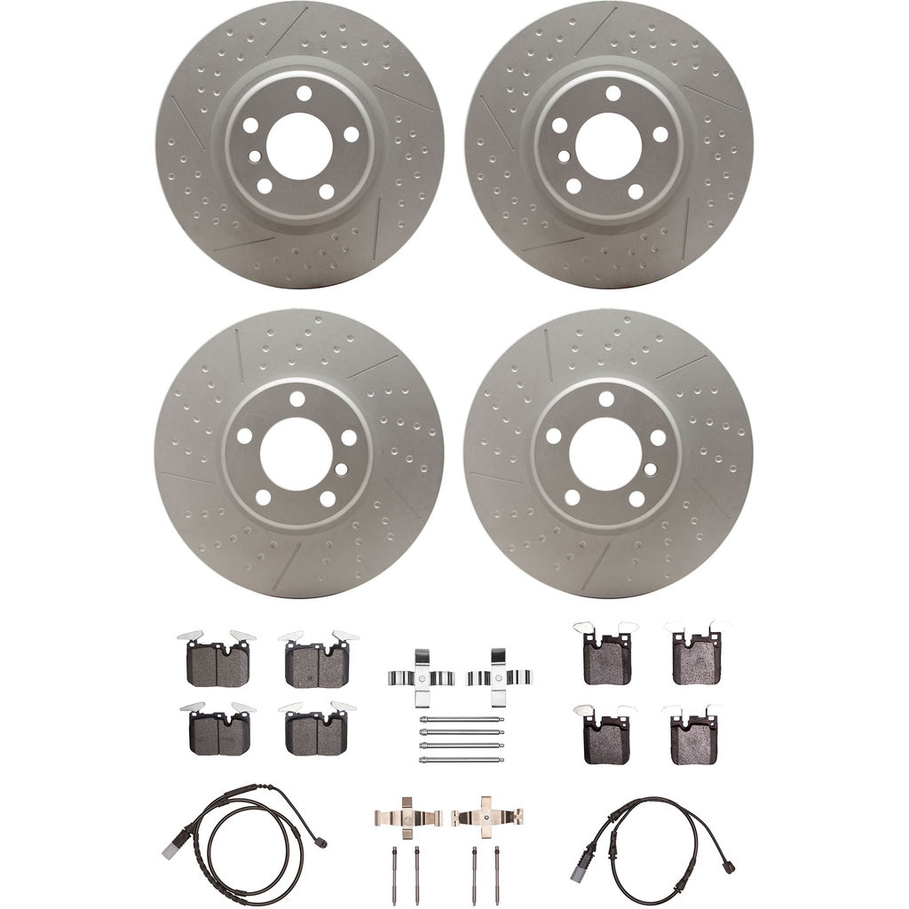 Dynamic Friction 4624-12348 - Brake Kit - Geostop Rotors and 5000 Euro Ceramic Brake Pads With Hardware