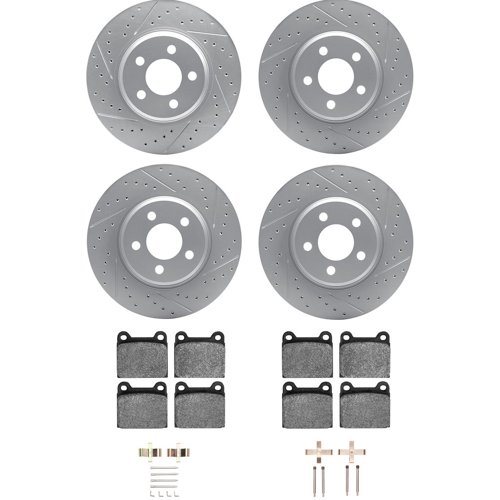 Dynamic Friction 2514-02002 - Brake Kit - Coated Drilled and Slotted Brake Rotors and 5000 Advanced Brake Pads with Hardware