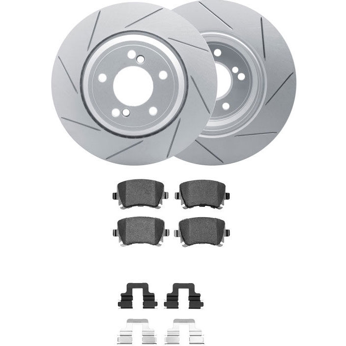 Dynamic Friction 2512-73136 - Brake Kit - Coated Slotted Brake Rotors and 5000 Advanced Brake Pads with Hardware