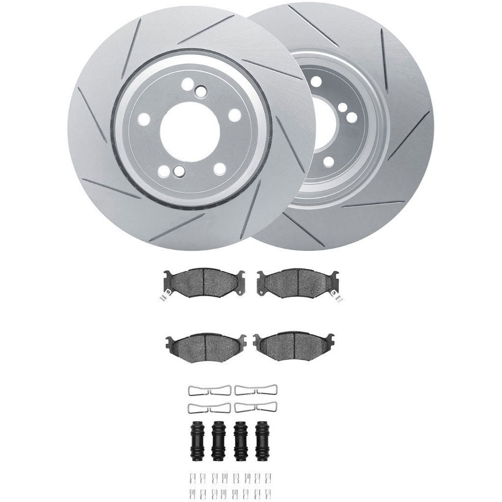 Dynamic Friction 2512-40290 - Brake Kit - Coated Slotted Brake Rotors and 5000 Advanced Brake Pads with Hardware