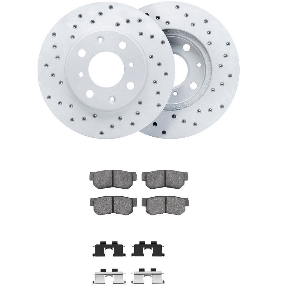 Dynamic Friction 2512-03174 - Brake Kit - Coated Drilled Brake Rotors with 5000 Advanced Brake Pads includes Hardware