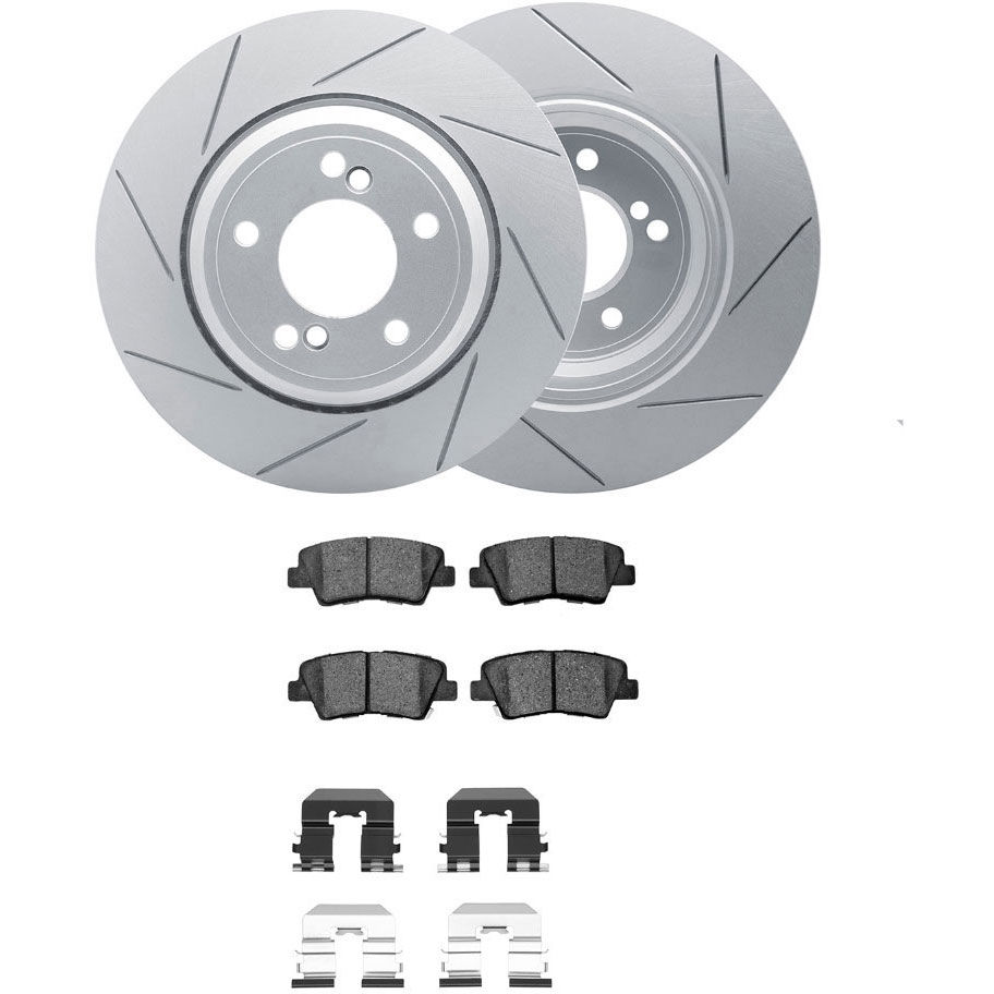 Dynamic Friction 2512-03181 - Brake Kit - Coated Slotted Brake Rotors and 5000 Advanced Brake Pads with Hardware