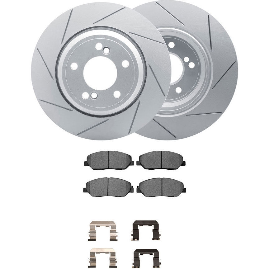Dynamic Friction 2512-03189 - Brake Kit - Coated Slotted Brake Rotors and 5000 Advanced Brake Pads with Hardware
