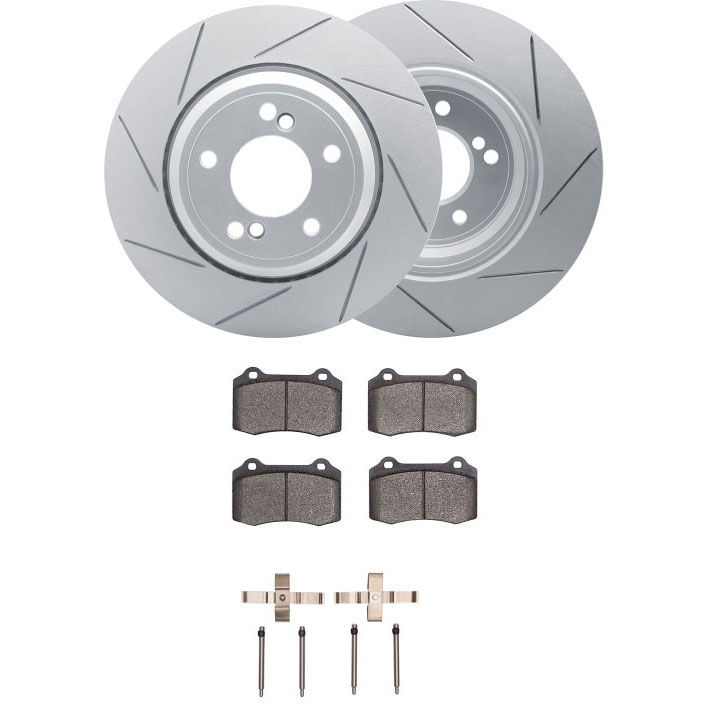 Dynamic Friction 2712-20000 - Brake Kit - Slotted Coated Carbon Alloy Brake Rotor and Active Performance 309 Brake Pads