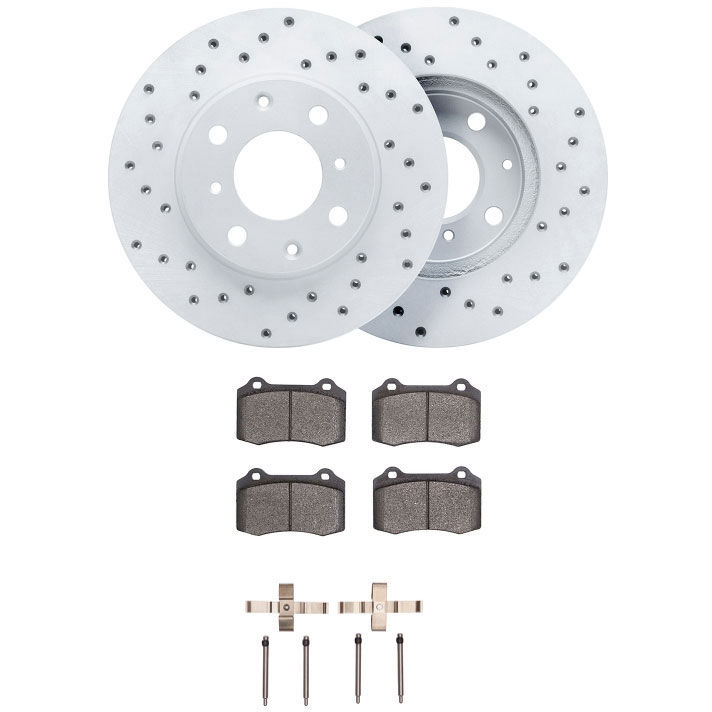 Dynamic Friction 2712-20001 - Brake Kit - Drilled Coated Carbon Alloy Brake Rotor and Active Performance 309 Brake Pads