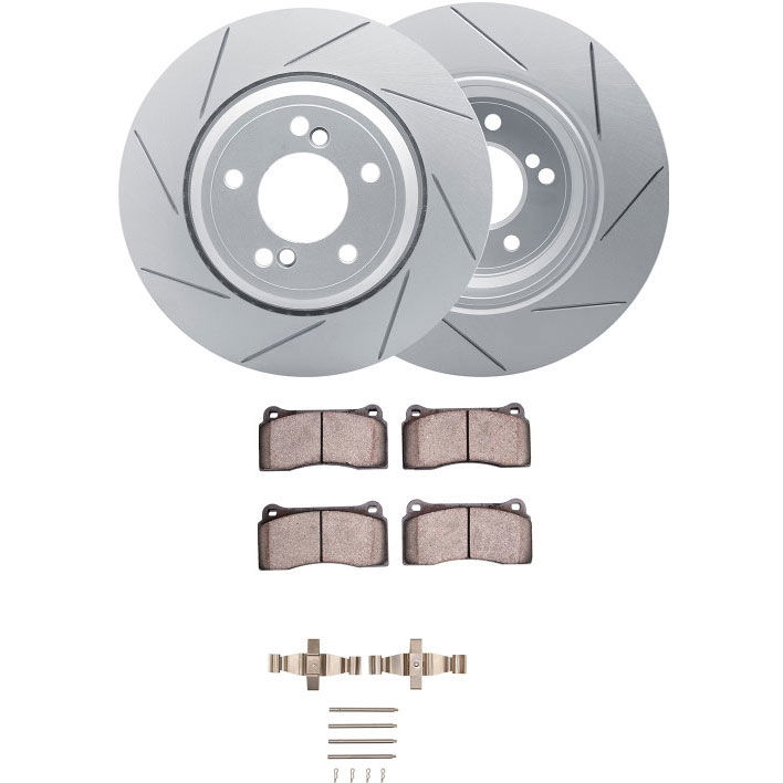 Dynamic Friction 2712-20003 - Brake Kit - Slotted Coated Carbon Alloy Brake Rotor and Active Performance 309 Brake Pads