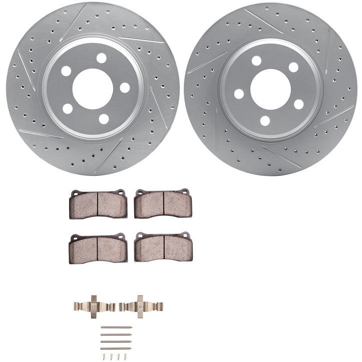 Dynamic Friction 2712-20004 - Brake Kit - Geoperformance Coated Drilled and Slotted Brake Rotor and Active Performance 309 Brake Pads