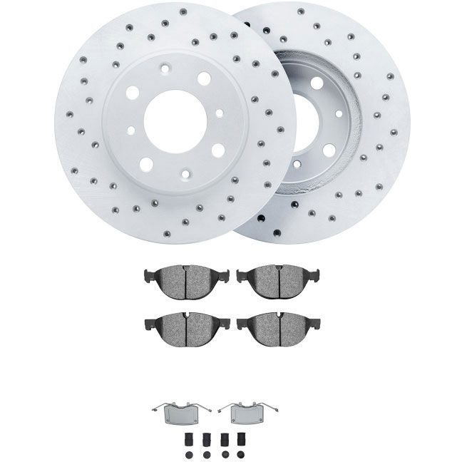 Dynamic Friction 2712-20018 - Brake Kit - Drilled Coated Carbon Alloy Brake Rotor and Active Performance 309 Brake Pads