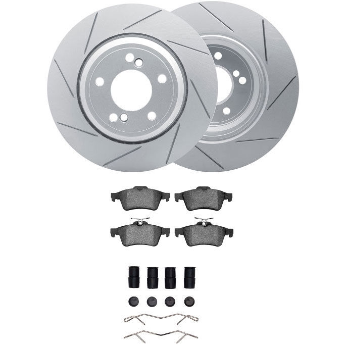 Dynamic Friction 2712-20020 - Brake Kit - Slotted Coated Carbon Alloy Brake Rotor and Active Performance 309 Brake Pads