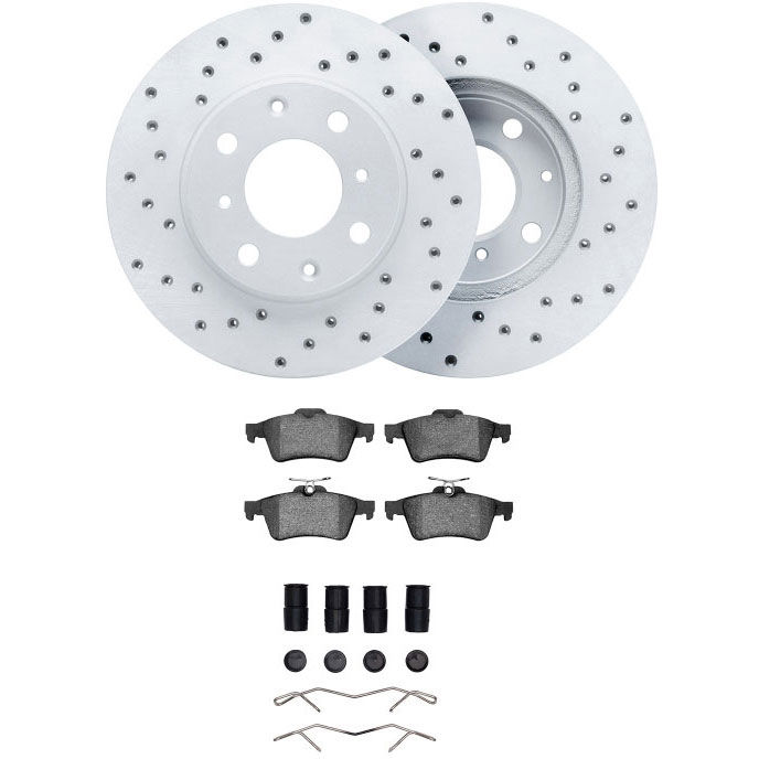 Dynamic Friction 2712-20021 - Brake Kit - Drilled Coated Carbon Alloy Brake Rotor and Active Performance 309 Brake Pads