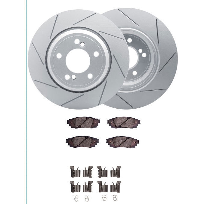 Dynamic Friction 2512-75115 - Brake Kit - Coated Slotted Brake Rotors and 5000 Advanced Brake Pads with Hardware