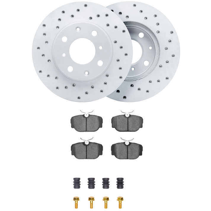 Dynamic Friction 2712-11005 - Brake Kit - Drilled Coated Carbon Alloy Brake Rotor and Active Performance 309 Brake Pads