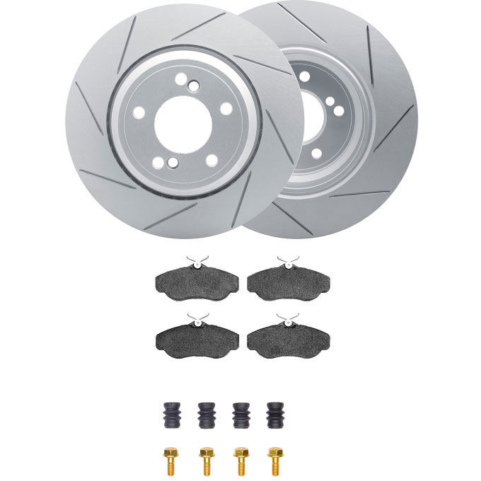 Dynamic Friction 2712-11006 - Brake Kit - Slotted Coated Carbon Alloy Brake Rotor and Active Performance 309 Brake Pads
