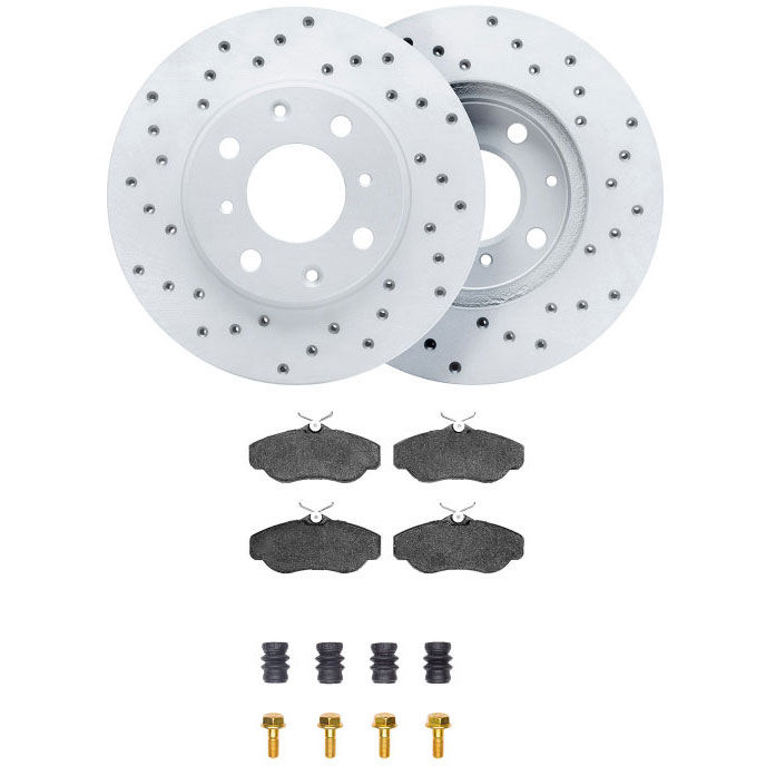 Dynamic Friction 2712-11007 - Brake Kit - Drilled Coated Carbon Alloy Brake Rotor and Active Performance 309 Brake Pads
