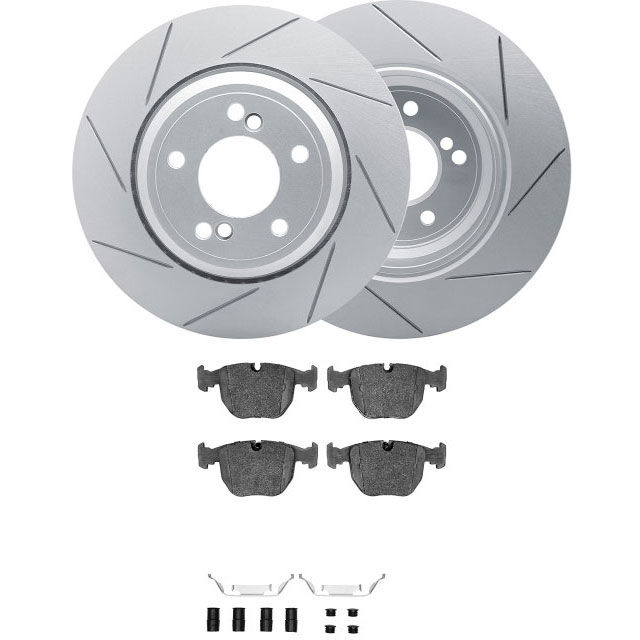Dynamic Friction 2712-11009 - Brake Kit - Slotted Coated Carbon Alloy Brake Rotor and Active Performance 309 Brake Pads