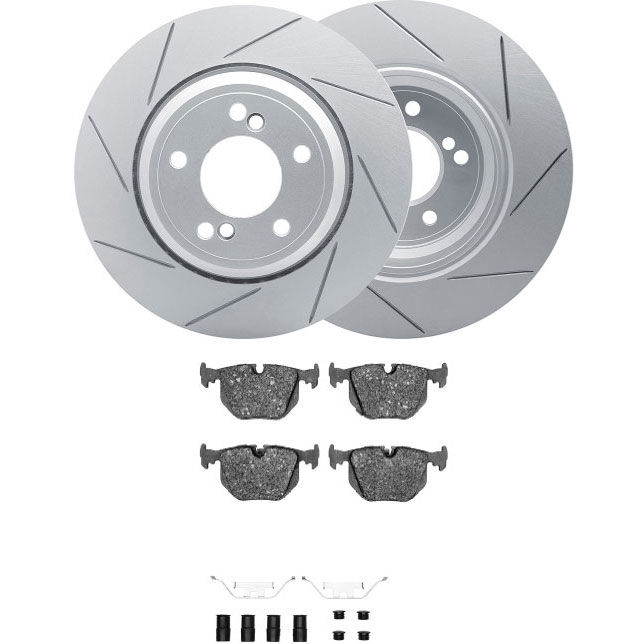 Dynamic Friction 2712-11012 - Brake Kit - Slotted Coated Carbon Alloy Brake Rotor and Active Performance 309 Brake Pads