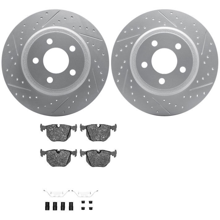 Dynamic Friction 2712-11014 - Brake Kit - Geoperformance Coated Drilled and Slotted Brake Rotor and Active Performance 309 Brake Pads