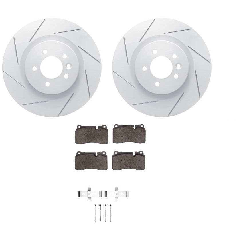 Dynamic Friction 2712-11015 - Brake Kit - Slotted Coated Carbon Alloy Brake Rotor and Active Performance 309 Brake Pads