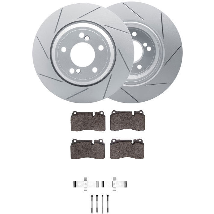 Dynamic Friction 2712-11018 - Brake Kit - Slotted Coated Carbon Alloy Brake Rotor and Active Performance 309 Brake Pads