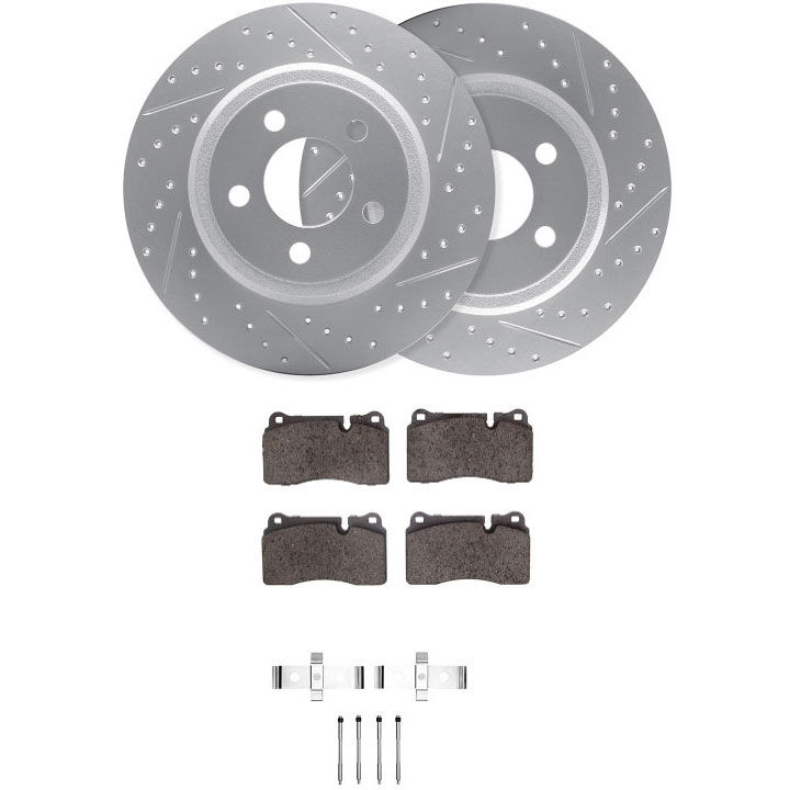 Dynamic Friction 2712-11020 - Brake Kit - Geoperformance Coated Drilled and Slotted Brake Rotor and Active Performance 309 Brake Pads