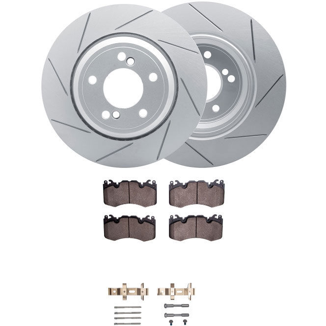Dynamic Friction 2712-11021 - Brake Kit - Slotted Coated Carbon Alloy Brake Rotor and Active Performance 309 Brake Pads