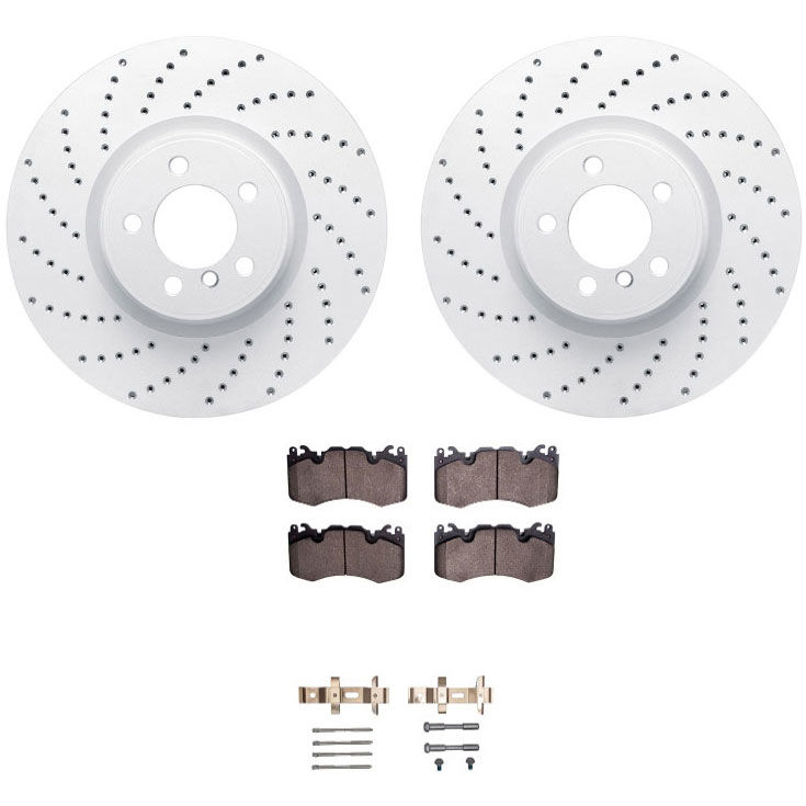 Dynamic Friction 2712-11022 - Brake Kit - Drilled Coated Carbon Alloy Brake Rotor and Active Performance 309 Brake Pads