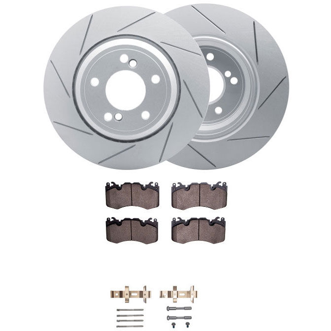 Dynamic Friction 2712-11024 - Brake Kit - Slotted Coated Carbon Alloy Brake Rotor and Active Performance 309 Brake Pads