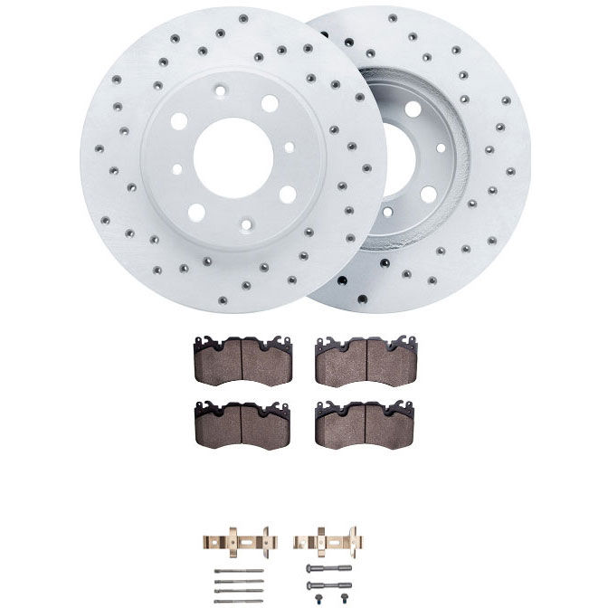 Dynamic Friction 2712-11025 - Brake Kit - Drilled Coated Carbon Alloy Brake Rotor and Active Performance 309 Brake Pads