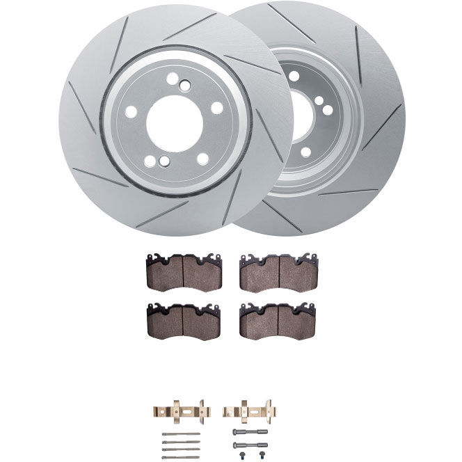 Dynamic Friction 2712-11027 - Brake Kit - Slotted Coated Carbon Alloy Brake Rotor and Active Performance 309 Brake Pads