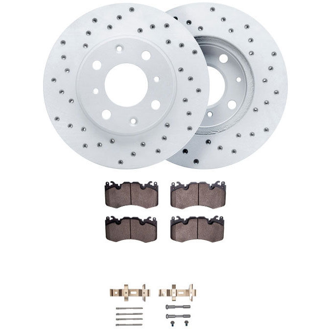 Dynamic Friction 2712-11028 - Brake Kit - Drilled Coated Carbon Alloy Brake Rotor and Active Performance 309 Brake Pads