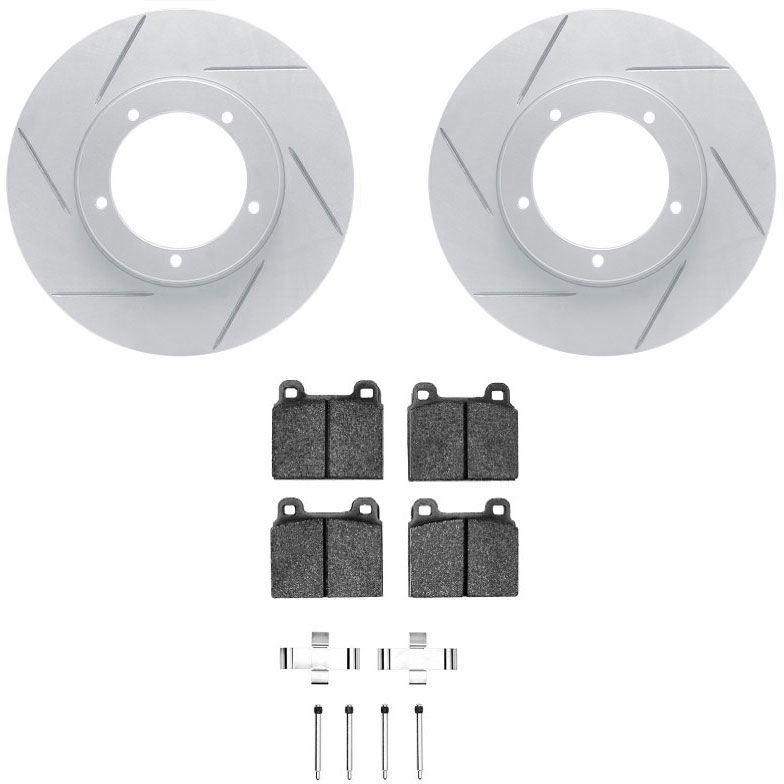 Dynamic Friction 2712-02002 - Brake Kit - Slotted Coated Carbon Alloy Brake Rotor and Active Performance 309 Brake Pads