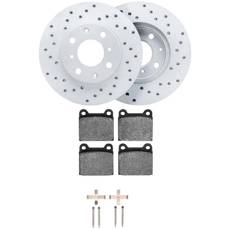 Dynamic Friction 2712-02003 - Brake Kit - Drilled Coated Carbon Alloy Brake Rotor and Active Performance 309 Brake Pads