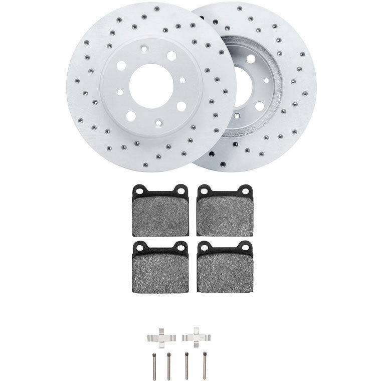 Dynamic Friction 2712-02004 - Brake Kit - Drilled Coated Carbon Alloy Brake Rotor and Active Performance 309 Brake Pads