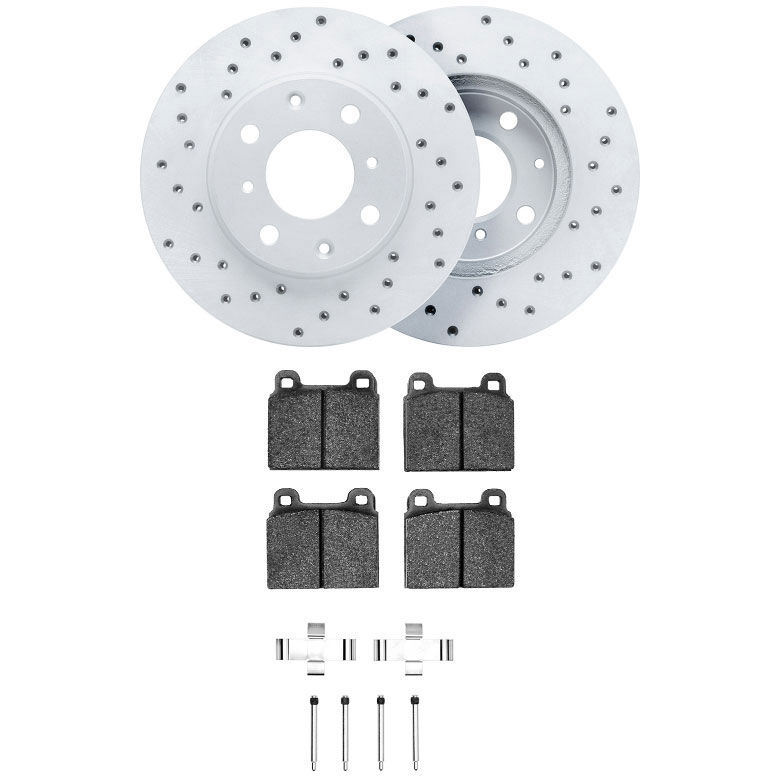 Dynamic Friction 2712-02008 - Brake Kit - Drilled Coated Carbon Alloy Brake Rotor and Active Performance 309 Brake Pads