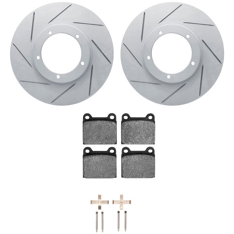 Dynamic Friction 2712-02010 - Brake Kit - Slotted Coated Carbon Alloy Brake Rotor and Active Performance 309 Brake Pads