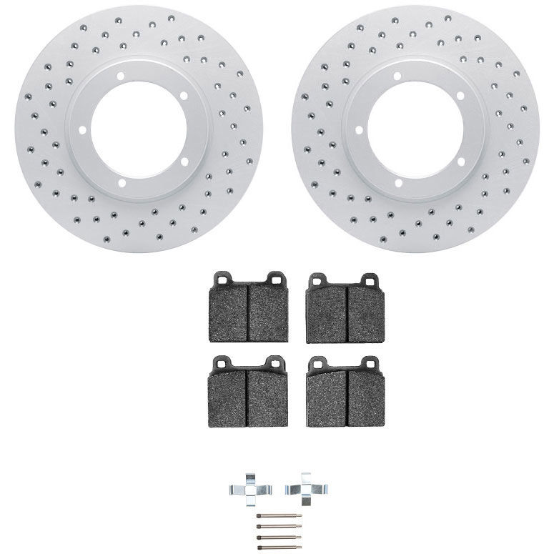 Dynamic Friction 2712-02014 - Brake Kit - Drilled Coated Carbon Alloy Brake Rotor and Active Performance 309 Brake Pads