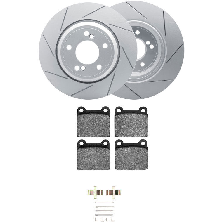 Dynamic Friction 2712-02015 - Brake Kit - Slotted Coated Carbon Alloy Brake Rotor and Active Performance 309 Brake Pads