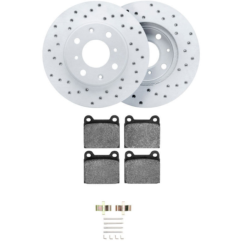 Dynamic Friction 2712-02016 - Brake Kit - Drilled Coated Carbon Alloy Brake Rotor and Active Performance 309 Brake Pads