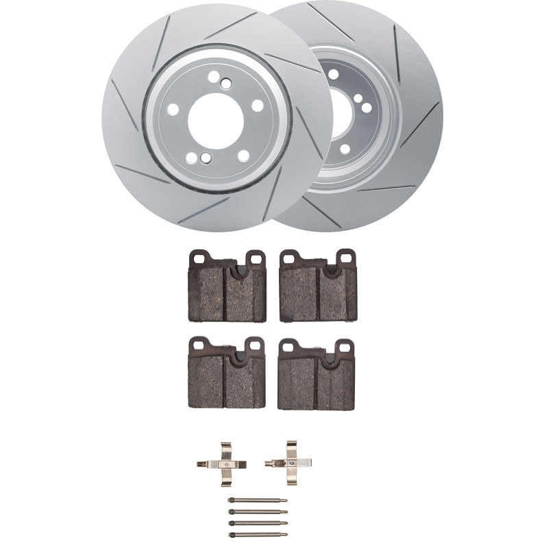 Dynamic Friction 2712-02021 - Brake Kit - Slotted Coated Carbon Alloy Brake Rotor and Active Performance 309 Brake Pads