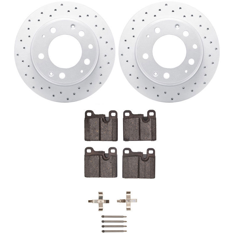 Dynamic Friction 2712-02022 - Brake Kit - Drilled Coated Carbon Alloy Brake Rotor and Active Performance 309 Brake Pads
