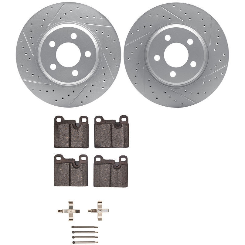 Dynamic Friction 2712-02023 - Brake Kit - Geoperformance Coated Drilled and Slotted Brake Rotor and Active Performance 309 Brake Pads