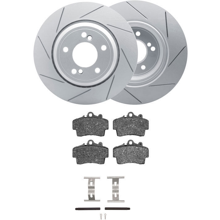 Dynamic Friction 2712-02024 - Brake Kit - Slotted Coated Carbon Alloy Brake Rotor and Active Performance 309 Brake Pads