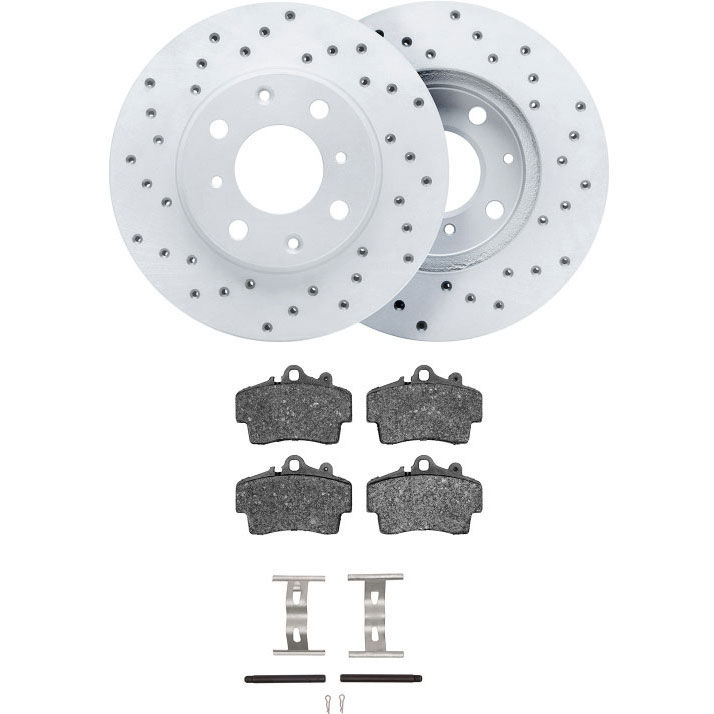 Dynamic Friction 2712-02026 - Brake Kit - Drilled Coated Carbon Alloy Brake Rotor and Active Performance 309 Brake Pads
